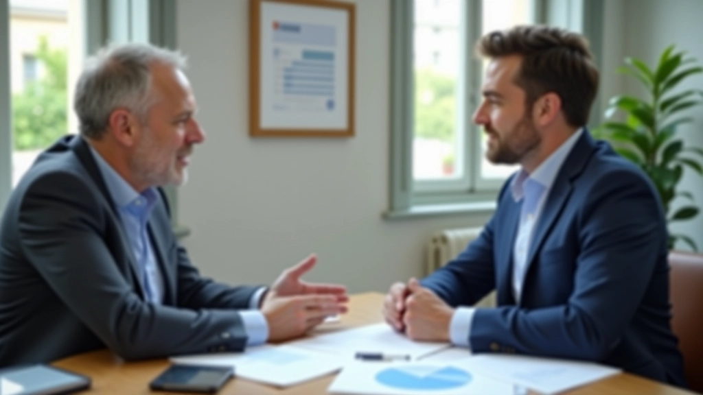 Réunion de conseil financier montrant une discussion professionnelle sur la stratégie de patrimoine